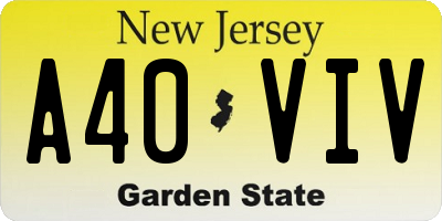 NJ license plate A40VIV