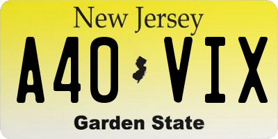 NJ license plate A40VIX