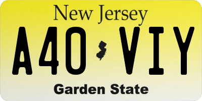 NJ license plate A40VIY