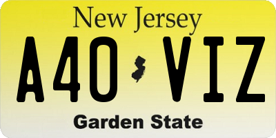 NJ license plate A40VIZ