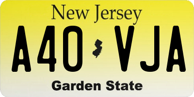 NJ license plate A40VJA