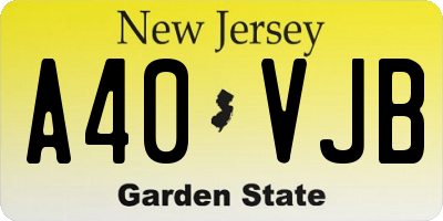 NJ license plate A40VJB