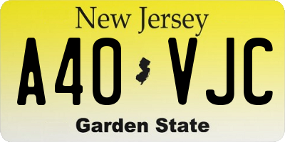 NJ license plate A40VJC