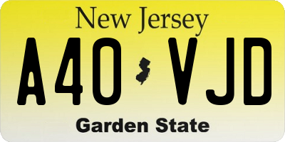 NJ license plate A40VJD