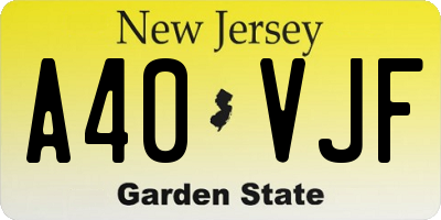 NJ license plate A40VJF