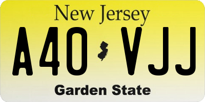 NJ license plate A40VJJ