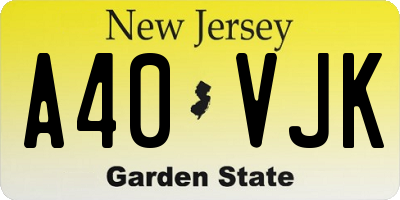 NJ license plate A40VJK