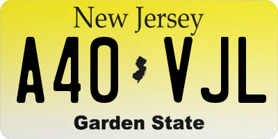 NJ license plate A40VJL