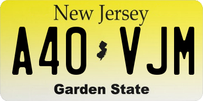 NJ license plate A40VJM
