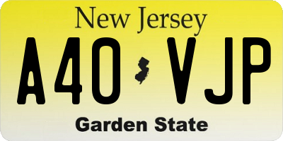 NJ license plate A40VJP
