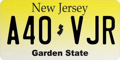NJ license plate A40VJR