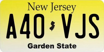 NJ license plate A40VJS