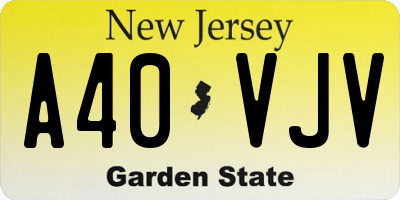 NJ license plate A40VJV