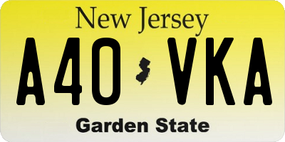 NJ license plate A40VKA