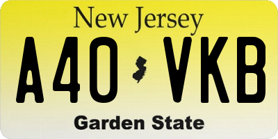 NJ license plate A40VKB