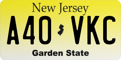 NJ license plate A40VKC