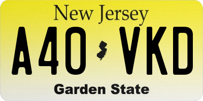 NJ license plate A40VKD