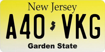 NJ license plate A40VKG
