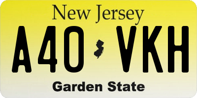NJ license plate A40VKH