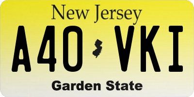 NJ license plate A40VKI