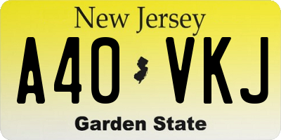 NJ license plate A40VKJ