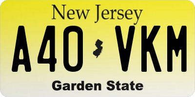 NJ license plate A40VKM