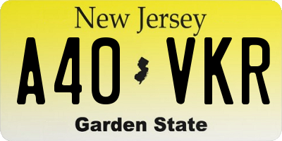 NJ license plate A40VKR