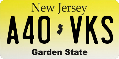 NJ license plate A40VKS