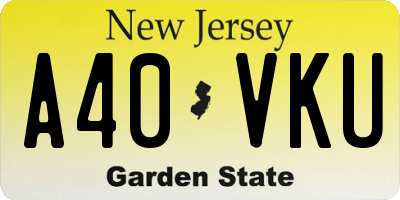 NJ license plate A40VKU