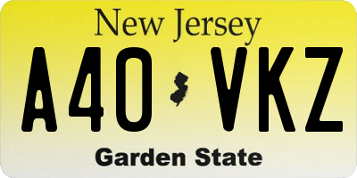 NJ license plate A40VKZ