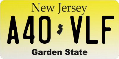 NJ license plate A40VLF