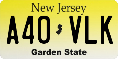 NJ license plate A40VLK