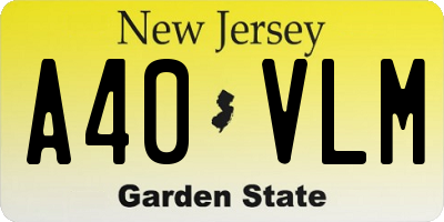 NJ license plate A40VLM