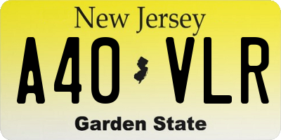 NJ license plate A40VLR