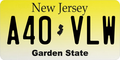 NJ license plate A40VLW