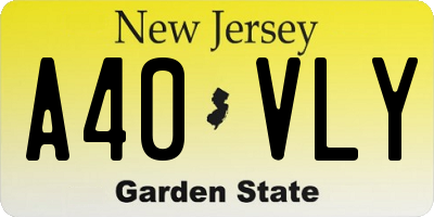 NJ license plate A40VLY