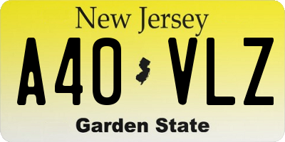 NJ license plate A40VLZ