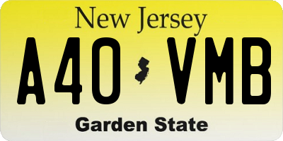 NJ license plate A40VMB