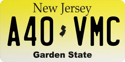 NJ license plate A40VMC