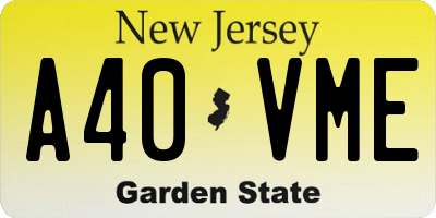 NJ license plate A40VME
