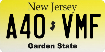 NJ license plate A40VMF