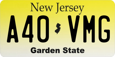 NJ license plate A40VMG