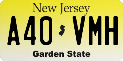 NJ license plate A40VMH