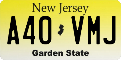 NJ license plate A40VMJ