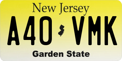 NJ license plate A40VMK