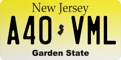 NJ license plate A40VML