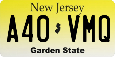 NJ license plate A40VMQ