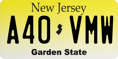 NJ license plate A40VMW