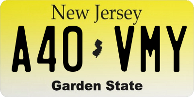 NJ license plate A40VMY