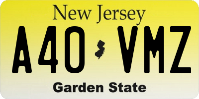 NJ license plate A40VMZ